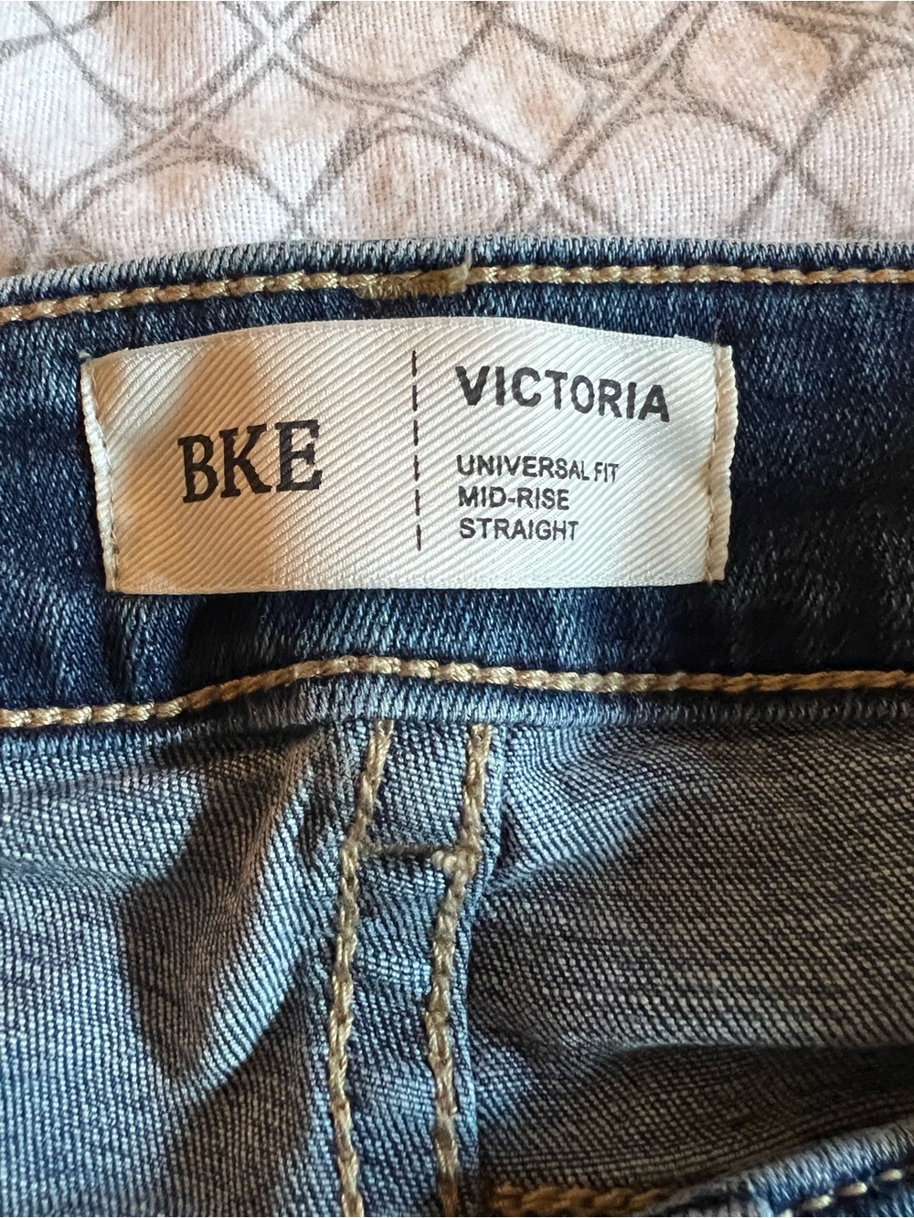 BKE Victoria Straight Leg Jeans in Blue with Contrast Stitching